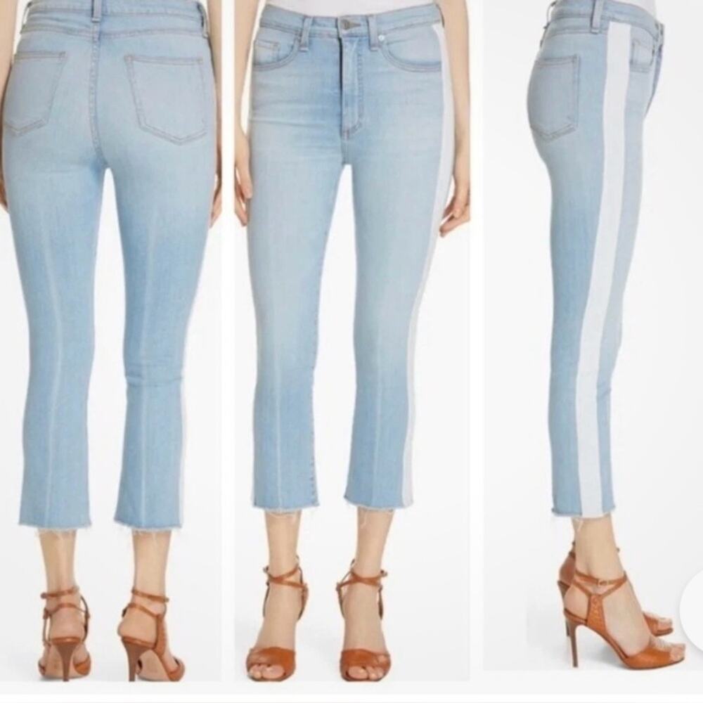 Veronica Beard Carly Kick Flare High Rise Jeans with Tuxedo Stripe Size 26